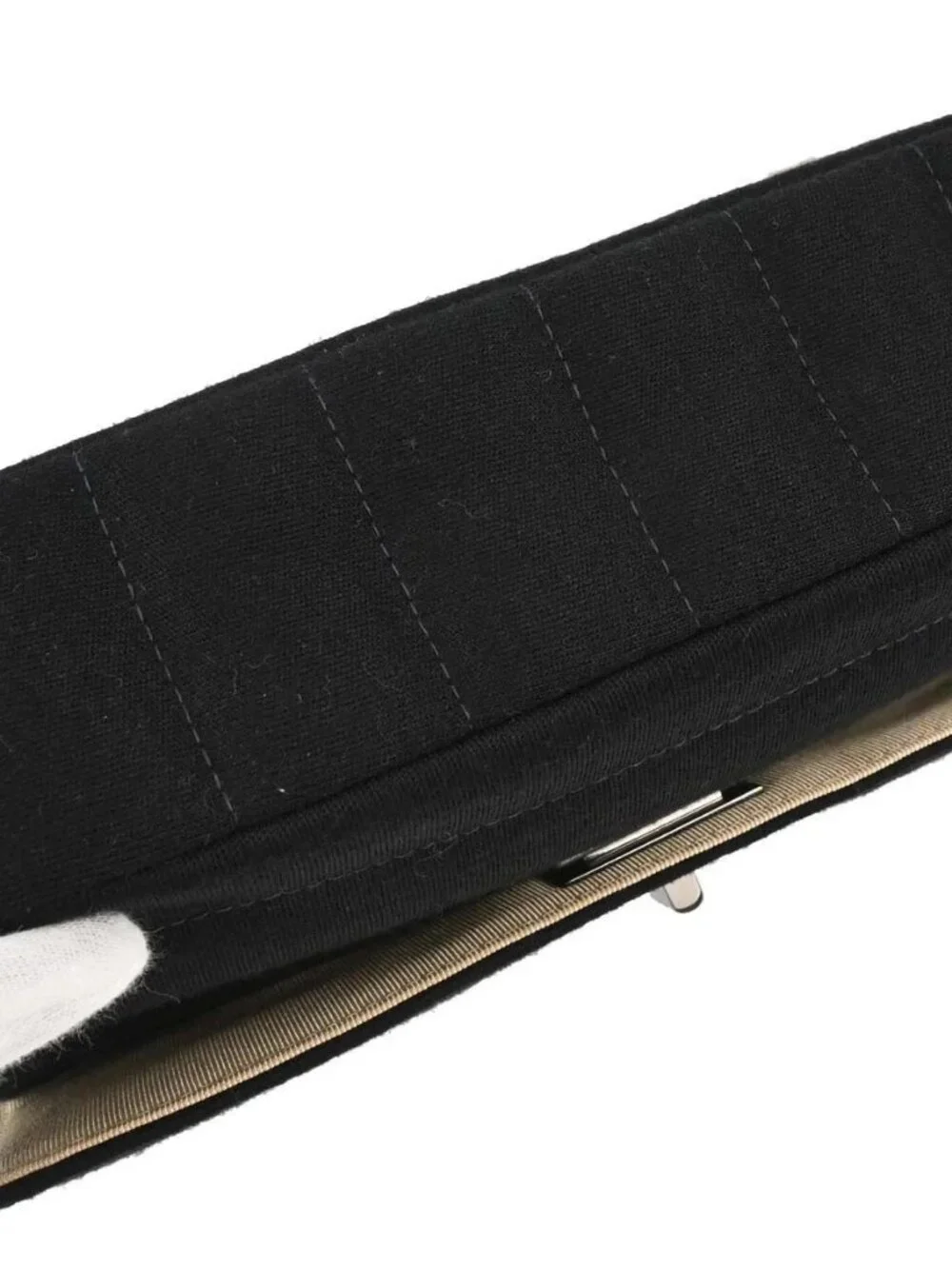 Chanel Black Cotton Mademoiselle Lock Straight Flap Shoulder Bag 197468